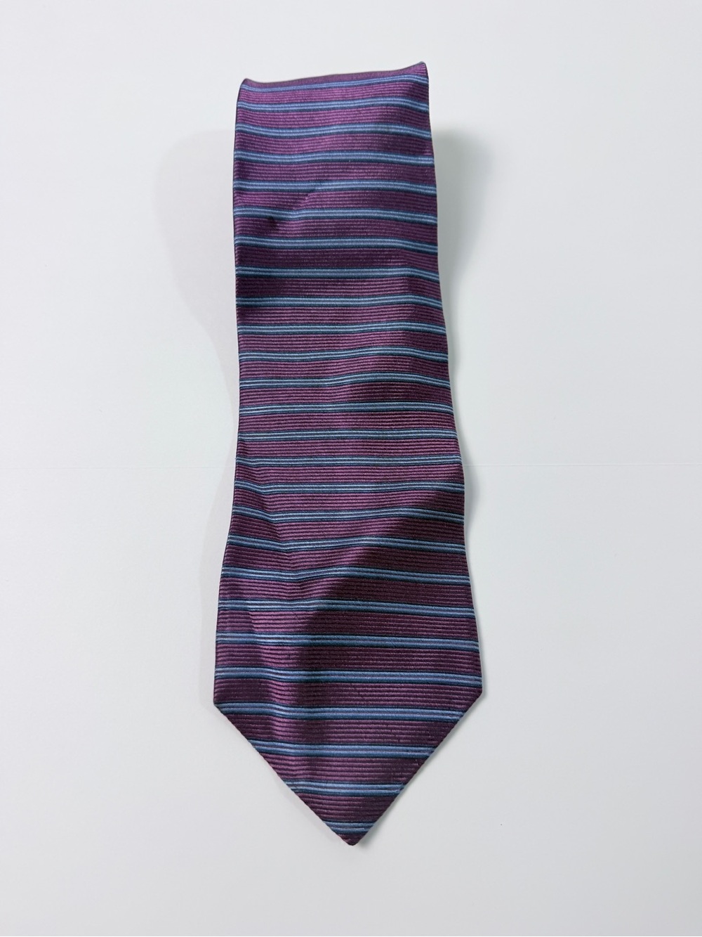 Jos A Bank Corporate Collection Mens Silk Tie Purple Blue Striped Necktie